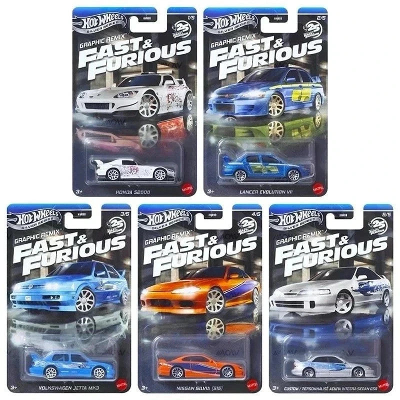 1:64 Hot Wheels Silver Series Graphic Remix Fast & Furious 1:64 5er Set