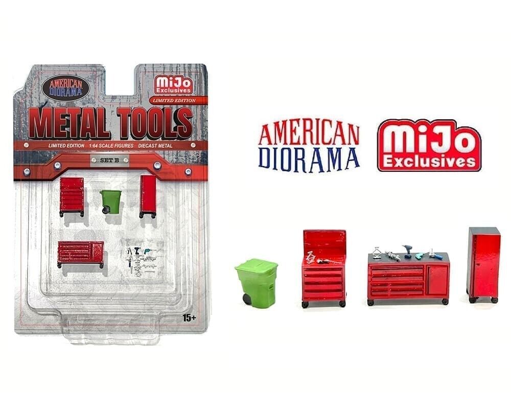 1:64 American Diorama Mijo Metal Tools Schrank Box Werkstatt Set