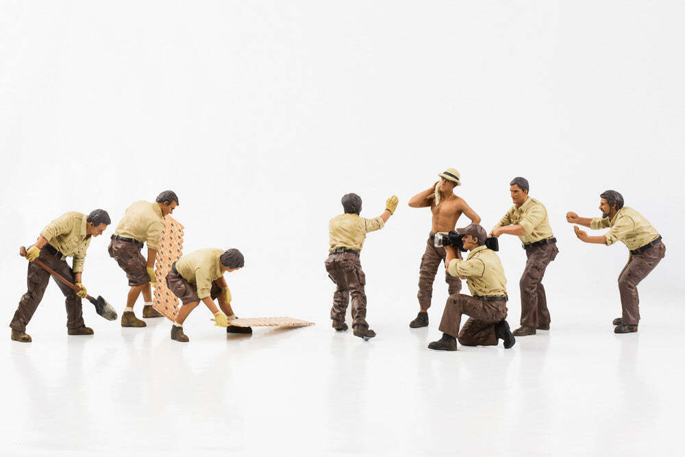 1:18 Figur Camel Trophy 4x4 Mechaniker Crew 8 Figuren Diorama ohne Fahrzeug