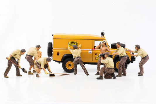 1:18 Figur Camel Trophy 4x4 Mechaniker Crew 8 Figuren Diorama ohne Fahrzeug