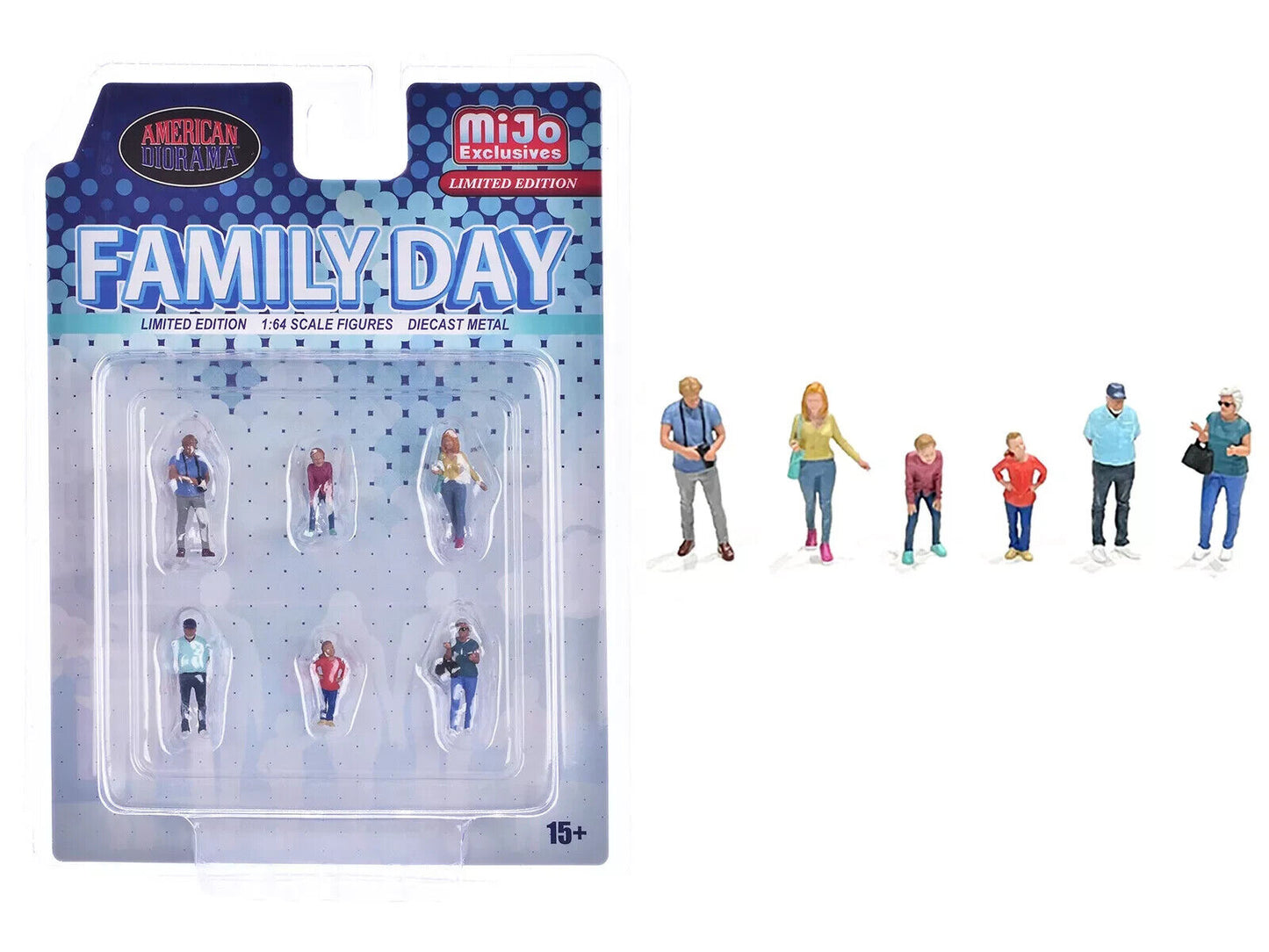 1:64 American Diorama Mijo Figur Family Day Set 5 Figuren