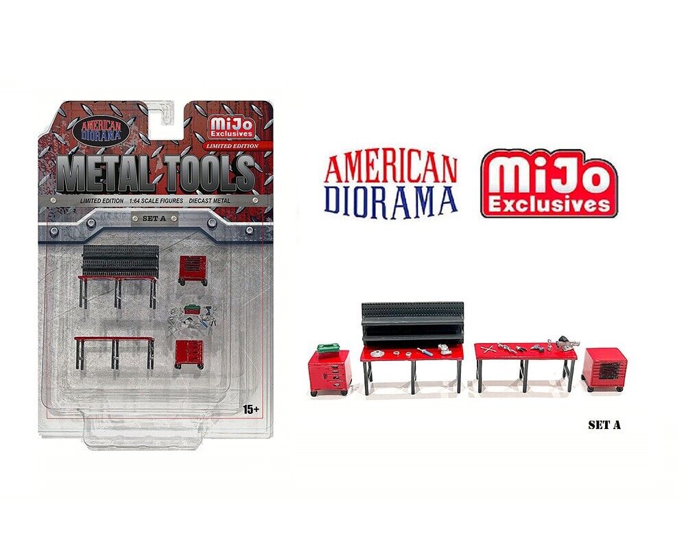 1:64 American Diorama Mijo Metal Tools Werkbank Werkstatt Set