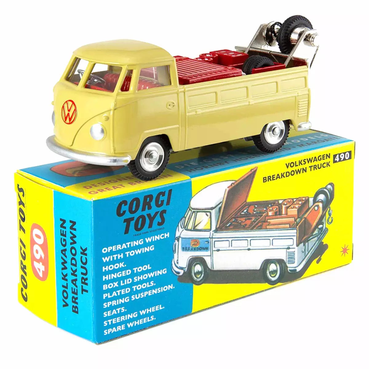 1:47 Corgi Toys Volkswagen Pannenhilfe Abschlepper beige Nr. 490 Repro