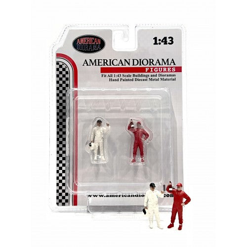 1:43 Figur Le Mans Racing Legend 2000s Set 2 Figuren F1 rot American Diorama