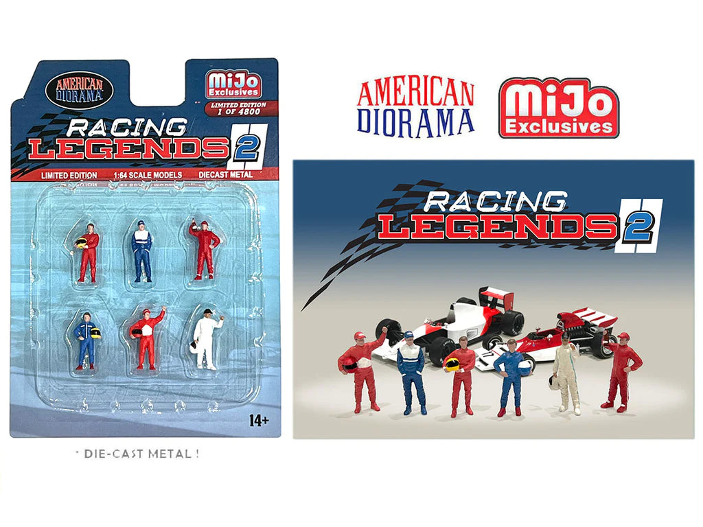 1:64 Figur F1 Racing Legends 2 Set 6 Figuren Rennfahrer American Diorama Mijo