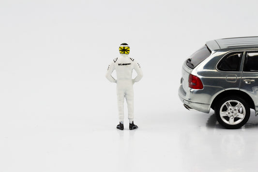 1:43 F1 Figur J. Button 2009 weiss Brawn Formel 1 Cartrix CT049 41mm