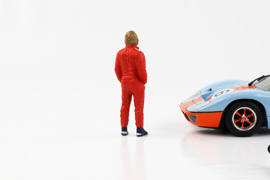 1:18 Figur Le Mans Racing Legend 70s Fahrer A rot American Diorama Figuren