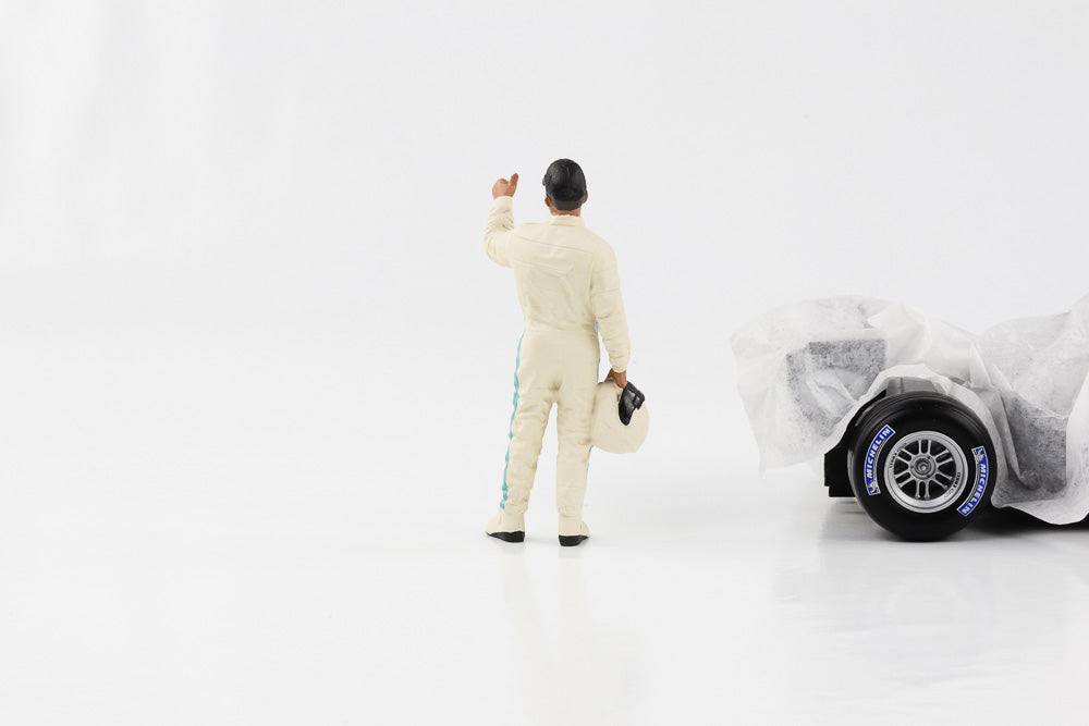 1:18 F1 Figur Racing Legend 2000s Fahrer A Bart weißer Anzug American Diorama