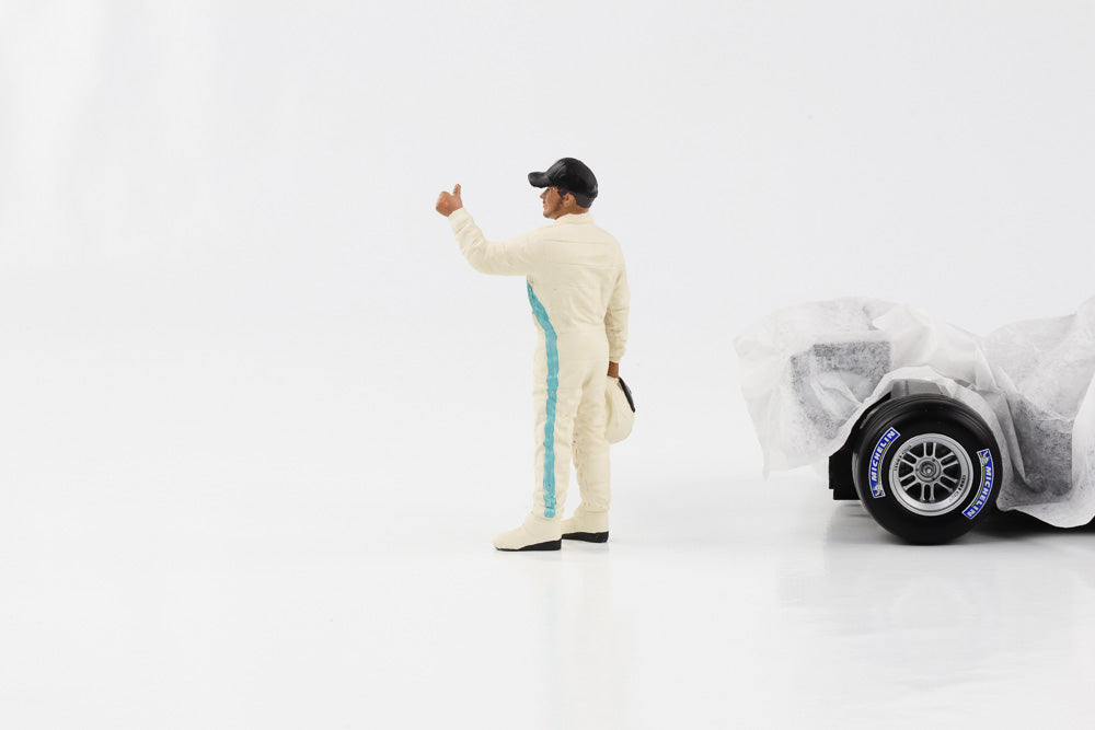 1:18 F1 Figur Racing Legend 2000s Fahrer A Bart weißer Anzug American Diorama