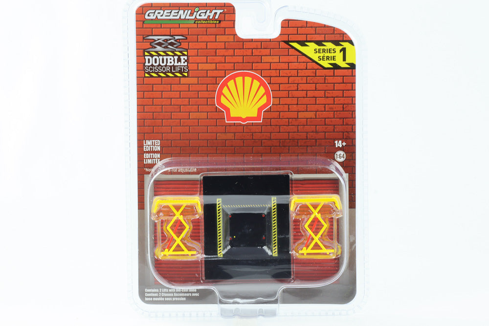 1:64 Shell Doppel Scherenlift Hebebühne gelb Serie 1 Greenlight