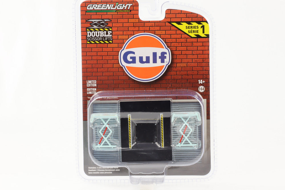 1:64 Gulf Doppel Scherenlift Hebebühne Douple Scissor Lifts hellblau Serie 1 Greenlight