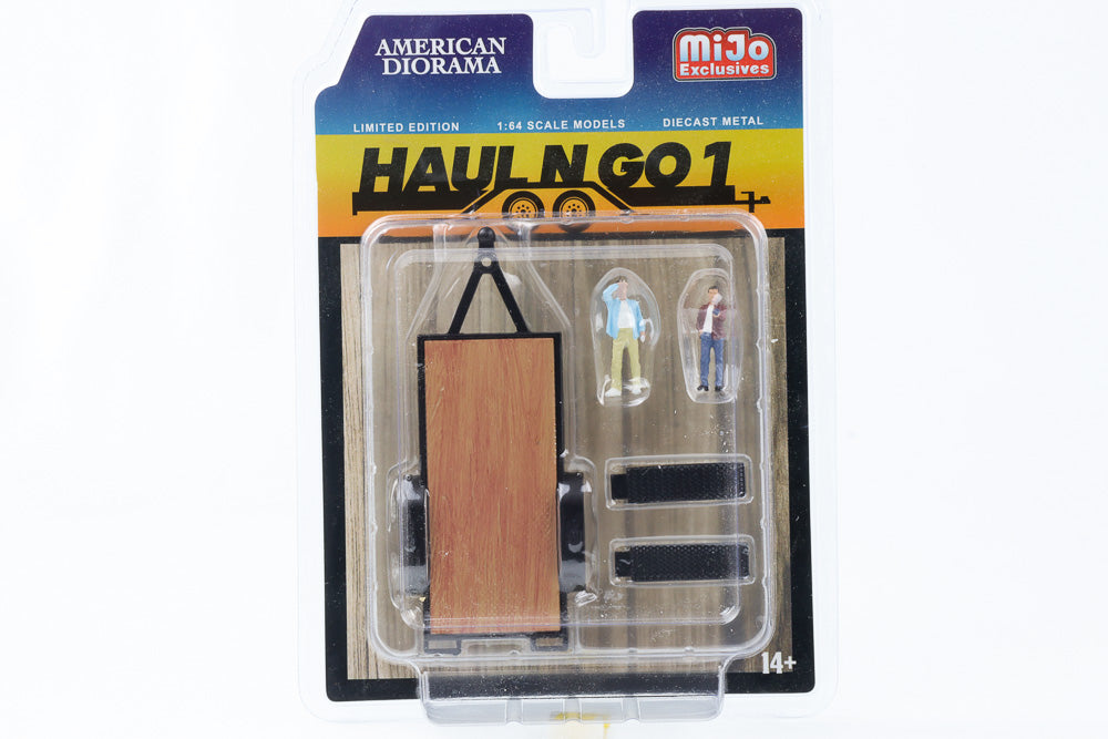 1:64 Haul N Go 1 Anhänger Set 2 Figuren American Diorama Mijo