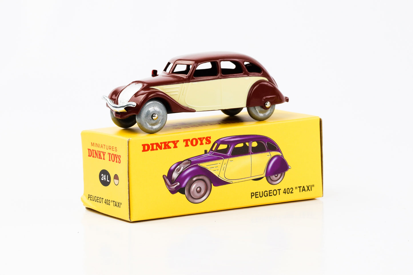 1:43 Peugeot 402 TAXI bordeaux weiß Dinky Toys DeAgostini 24L