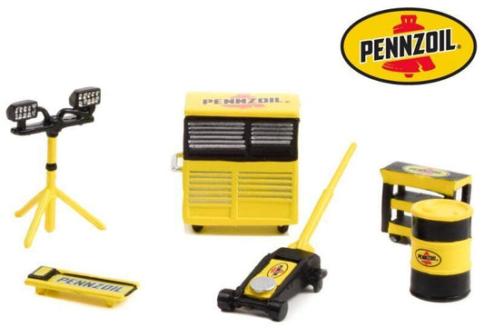 1:64 Pennzoil Serie 5 Werkstatt Shop Tool Set 6 pcs. Greenlight Figur