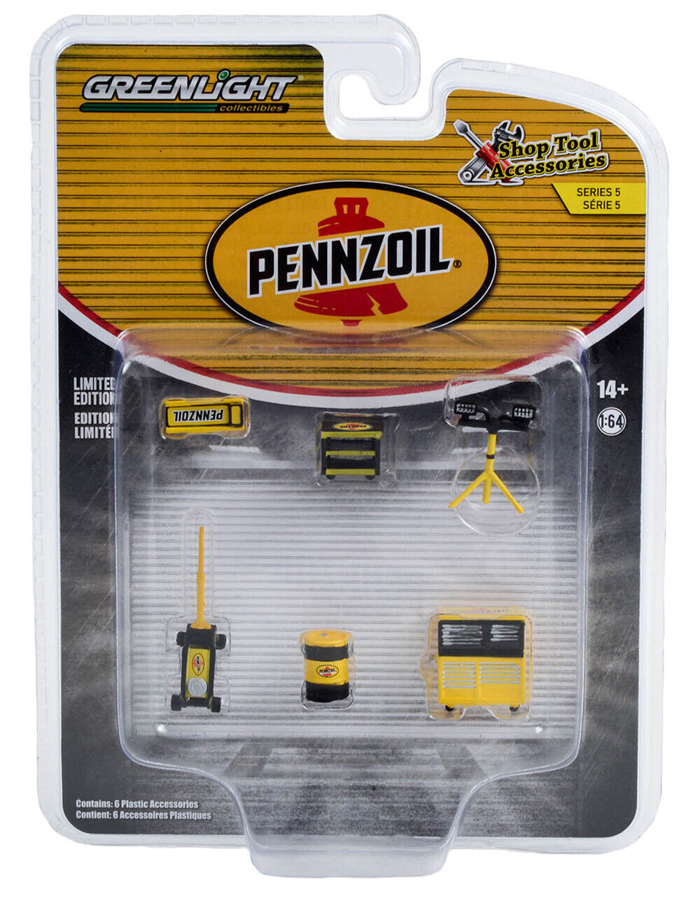 1:64 Pennzoil Serie 5 Werkstatt Shop Tool Set 6 pcs. Greenlight Figur