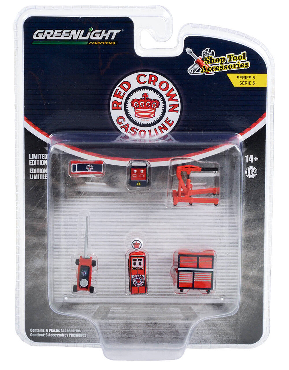 1:64 Red Crown Gasoline Serie 5 Werkstatt Shop Tool Set 6 pcs. Greenlight Figur