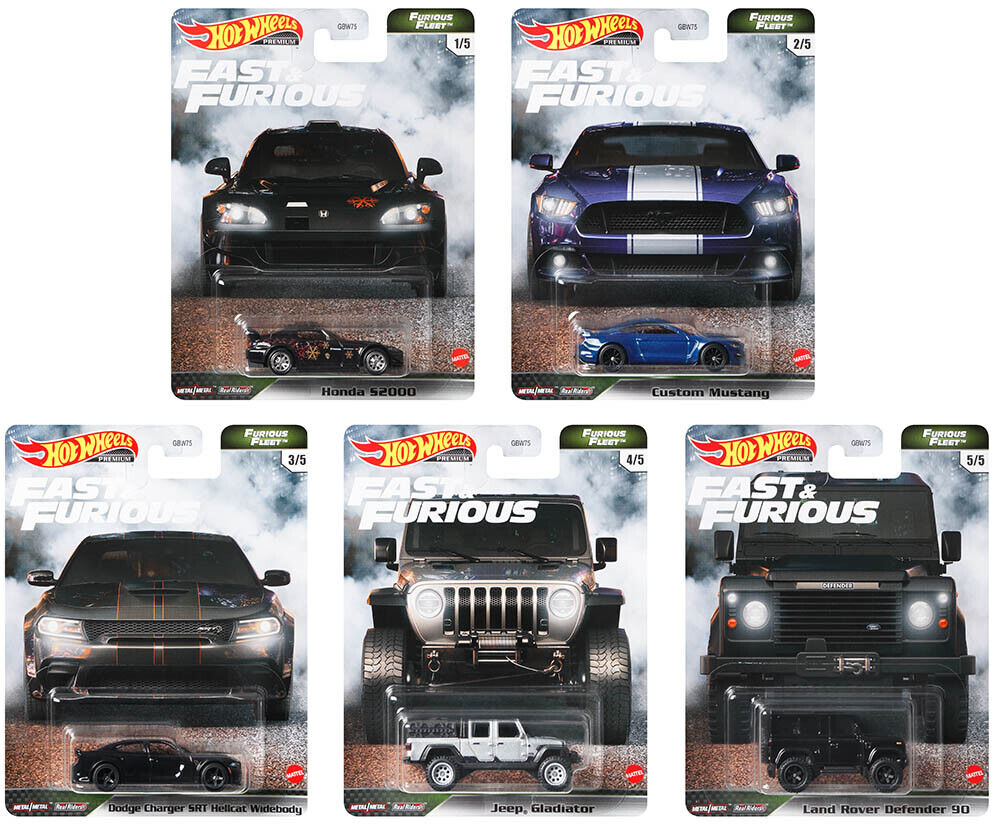 1:64 Furious Fleet Set Fast &amp; Furious 5 modèles Premium Hot Wheels GBW75 - 979N