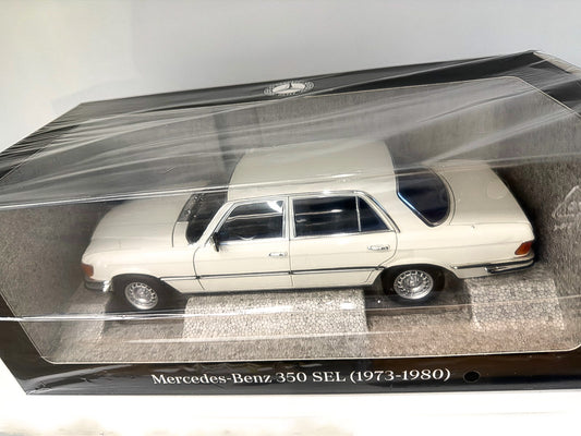 1:18 Norev Mercedes-Benz 350 SEL W116 1973/80 weiss full opening Dealer Edition NEU