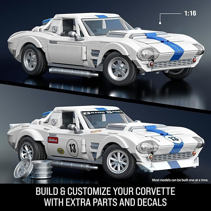 1:16 Hot Wheels Elite Mattel Brick Shop Serie Bauset Corvette Grand Sport 918 Teile