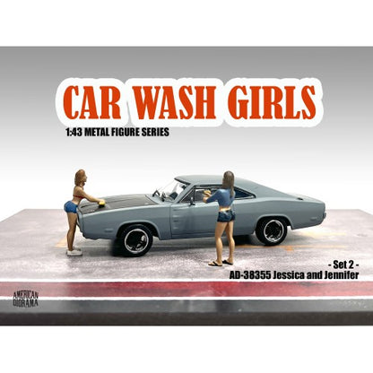 1:43 Figur Car Wash Girls Set 2 Jessica und Jennifer 2pcs. American Diorama