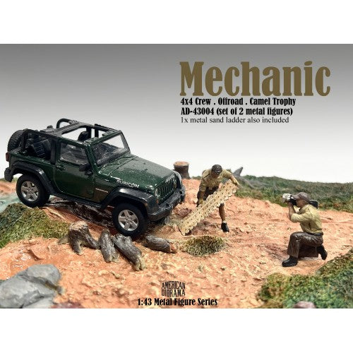 1:43 Figure Mechanic Crew 4x4 Offroad Camel Trophy Set 4 3pcs. American diorama