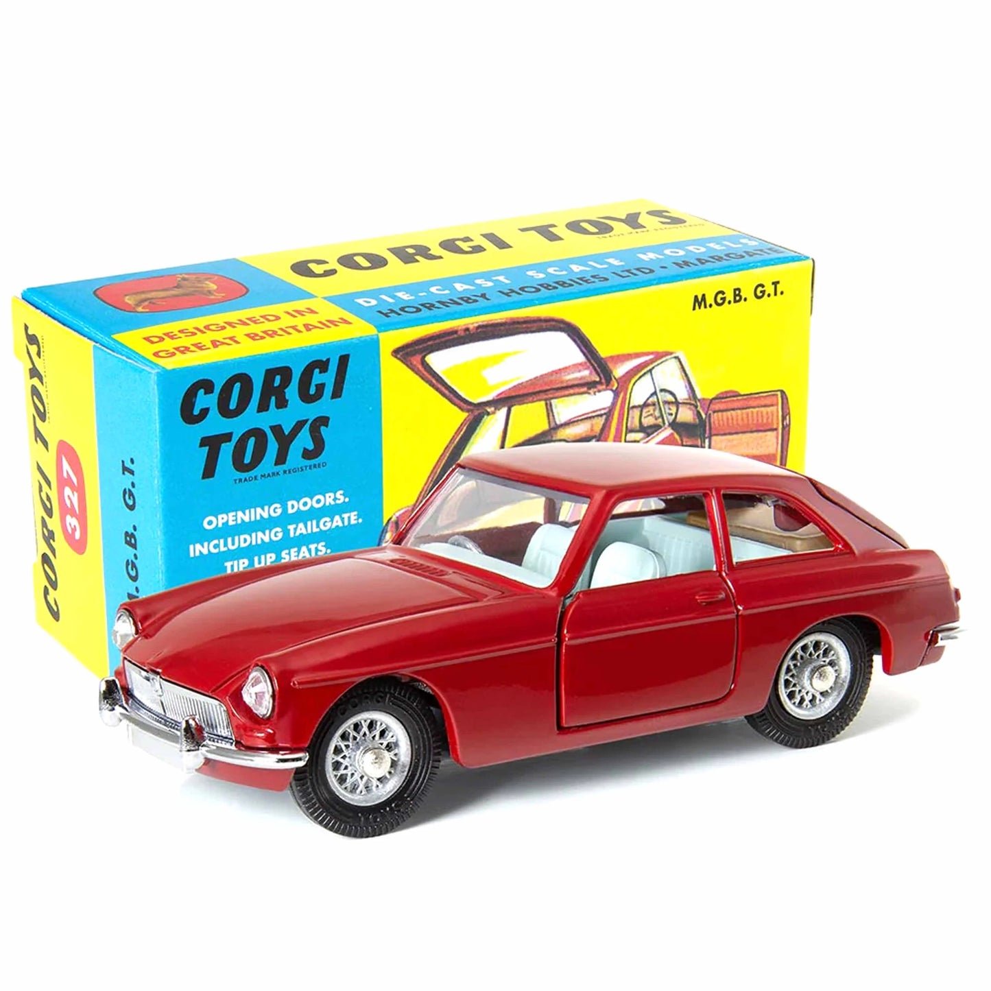 1:45 Corgi Toys MG Type B GT rot + Zubehör  Nr. 327 Repro
