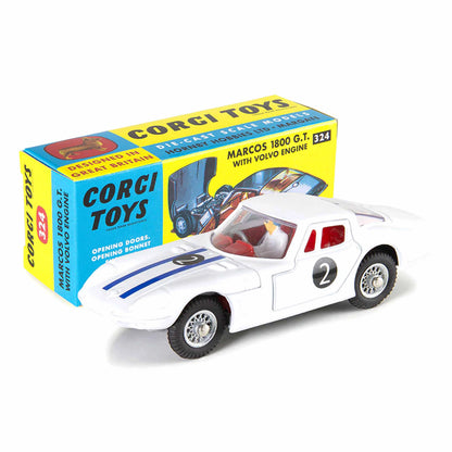 1:44 Corgi Toys Marcos GT weiß + Fahrer - Nr. 324 Repro
