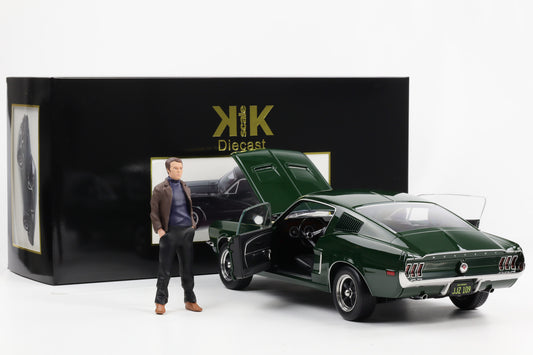 1:12 KK Scale Ford Mustang GT Fastback Bullitt 1968 mit Figur green Moviecar