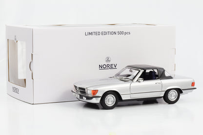 1:18 Mercedes-Benz 380 SL R107 con capote argento Norev 183725 limitata