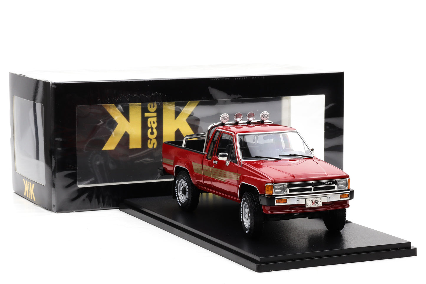 1:18 Toyota Hilux SR5 Truck Xtra Cab 4x4 1985 rot Decor gold KK Scale
