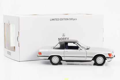 1:18 Mercedes-Benz 380 SL R107 con capote argento Norev 183725 limitata