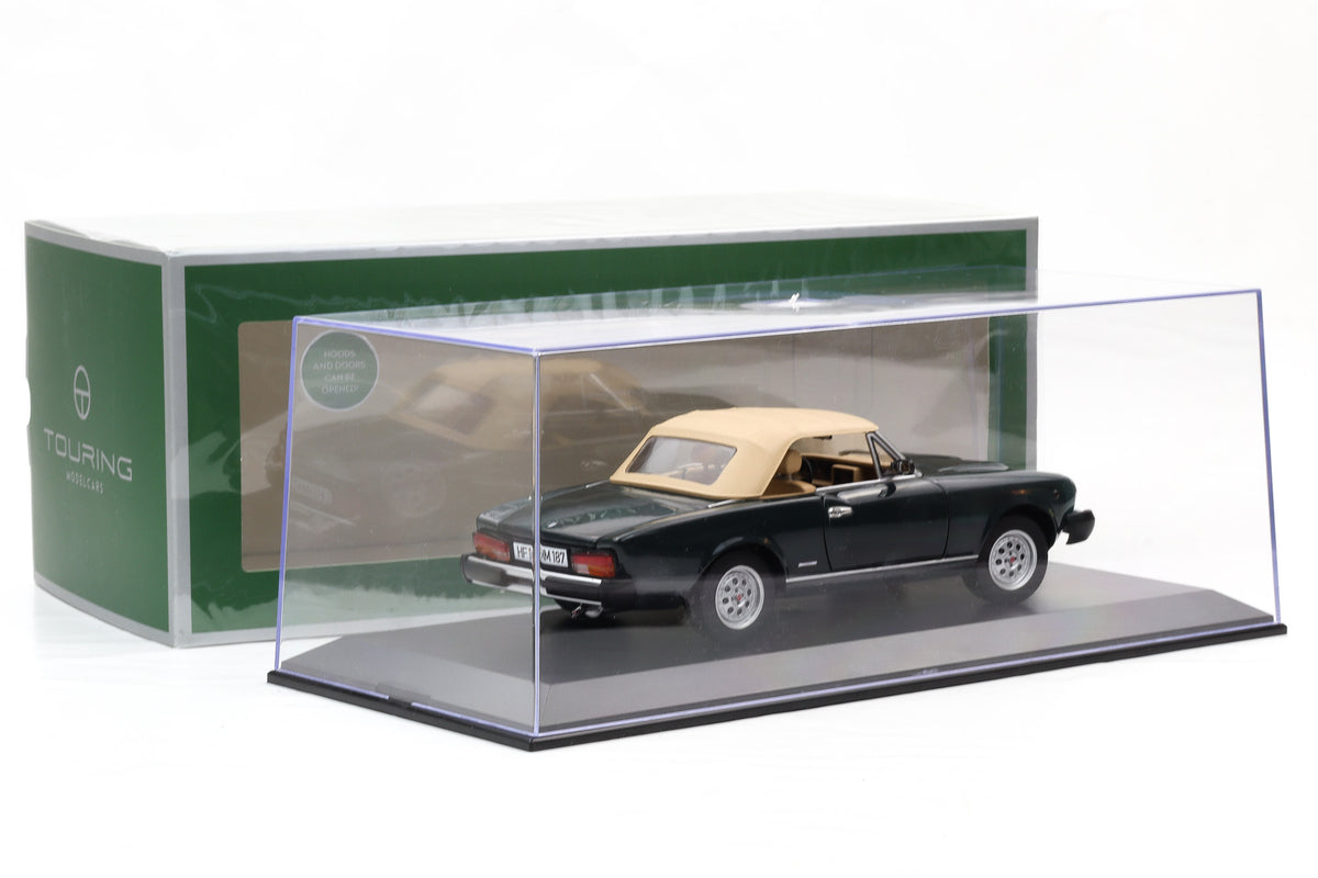 1:18 Fiat 124 Pininfarina Spidereuropa 1982 verde scuro Touring Modelcars + Vitrine