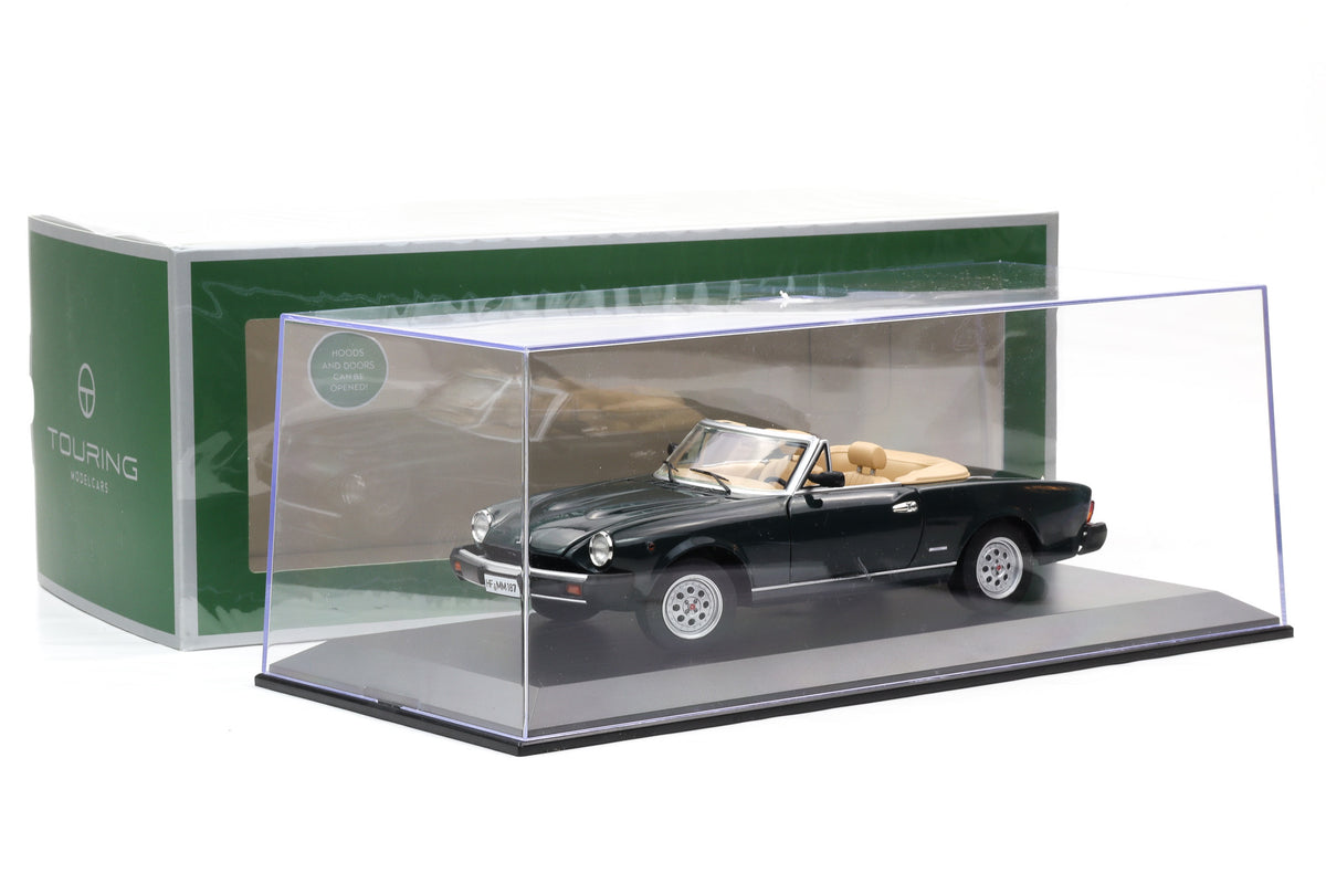 1:18 Fiat 124 Pininfarina Spidereuropa 1982 verde scuro Touring Modelcars + Vitrine