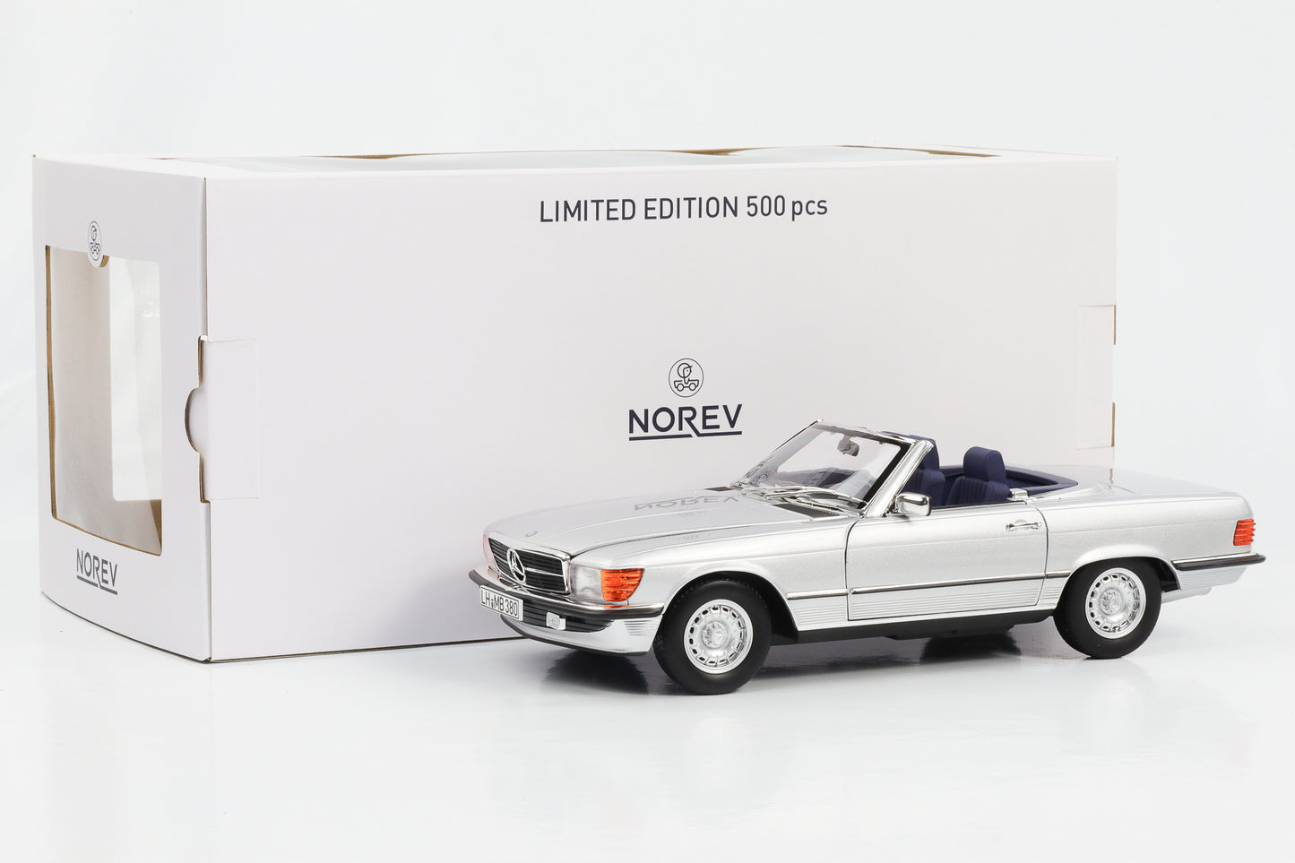 1:18 Mercedes-Benz 380 SL R107 con capote argento Norev 183725 limitata