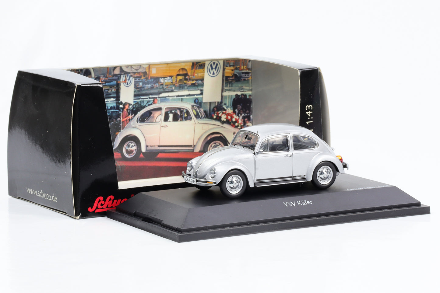 1:43 VW Käfer Silver Bug 1985 metallic-silber Schuco diecast 450386100