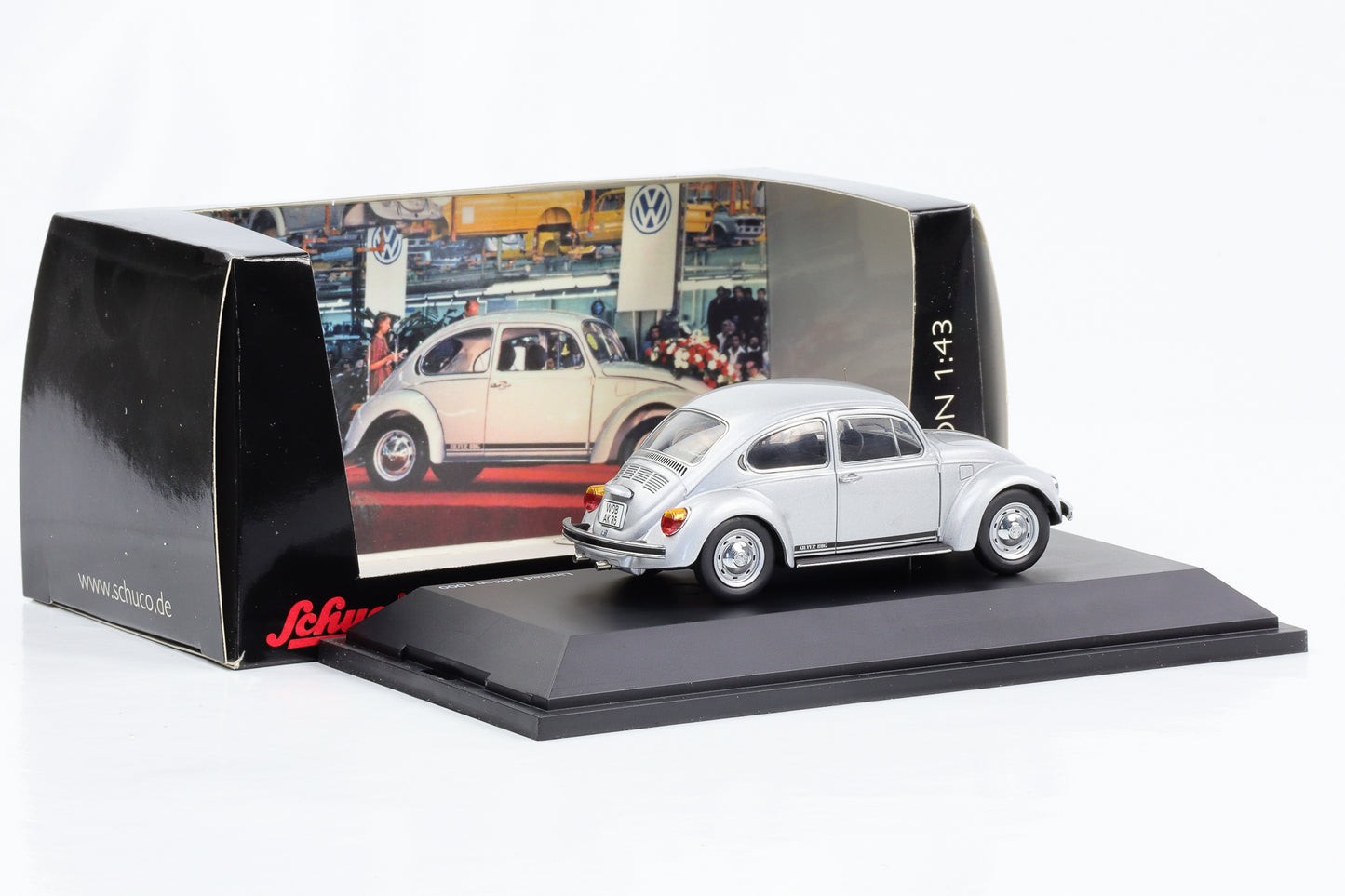 1:43 VW Käfer Silver Bug 1985 metallic-silber Schuco diecast 450386100