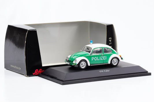 1:43 VW Beetle 1200 Police blanc-vert Schuco moulé sous pression