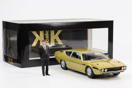 1:18 KK-Scale Lamborghini Espada S2 Coupe 1970 V12 goldmetallic + Figur Ferruccio