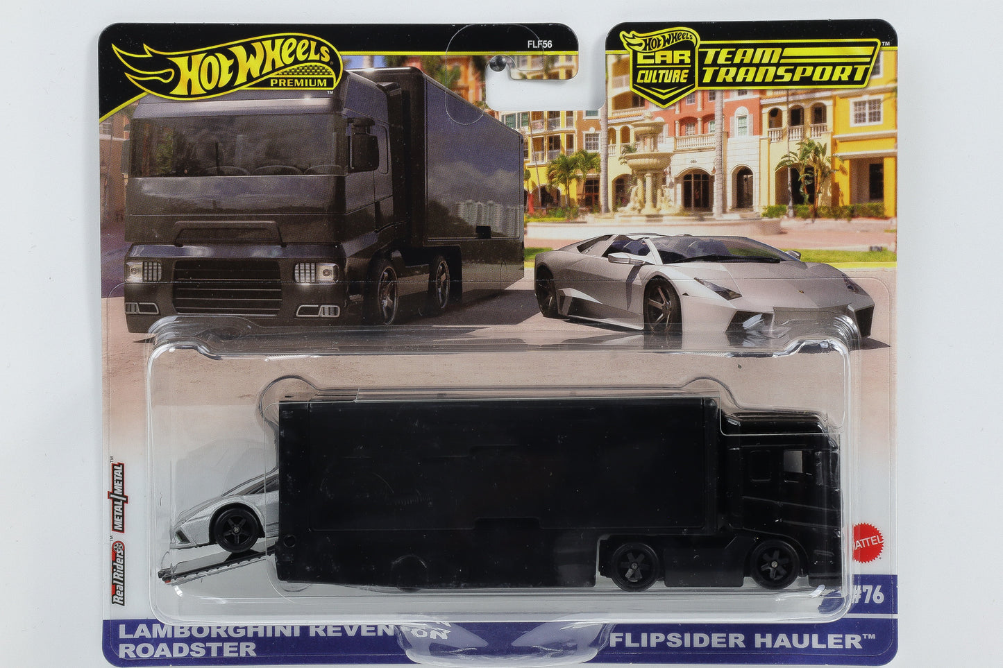 1:64 Hot Wheels Premium Lamborghini Reventon Roadster + Flipsider Hauler Car Culture #76