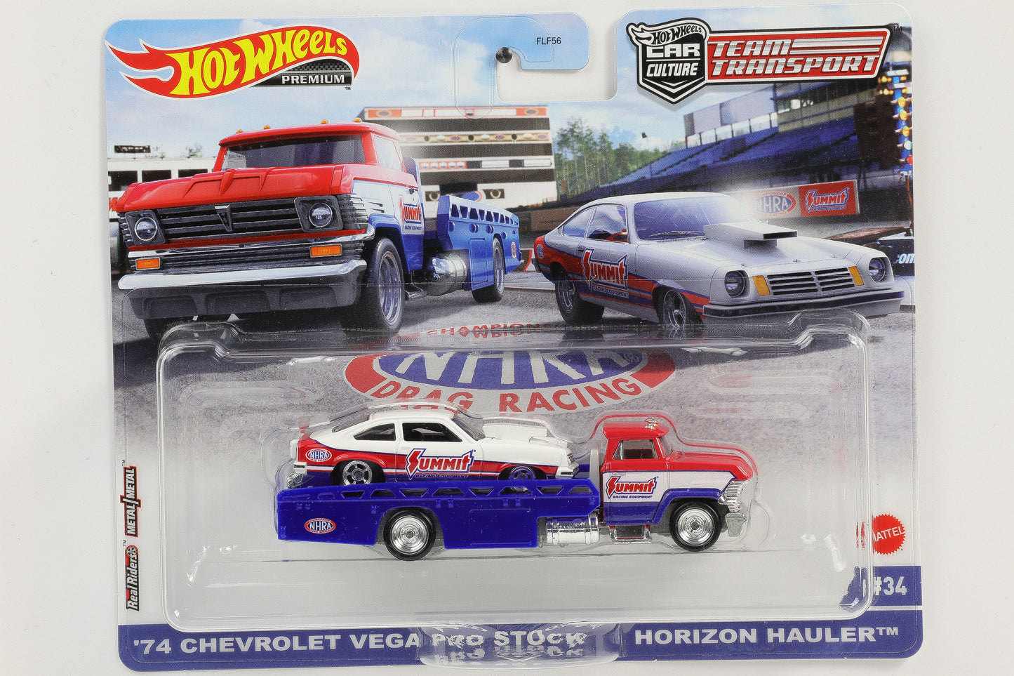 1:64 Hot Wheels Premium 1974 Chevrolet Vega pro Stock + Horizon Hauler Car Culture #34