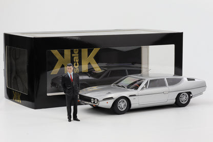 1:18 KK-Scale Lamborghini Espada S2 1970 V12 Bertone silber + Figur Ferruccio
