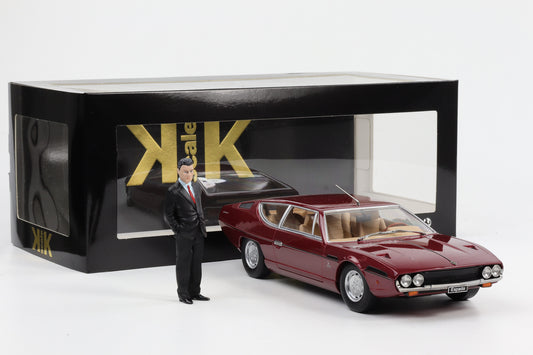 1:18 KK-Scale Lamborghini Espada S2 Coupe 1970 V12 redmetallic mit Figur Ferruccio
