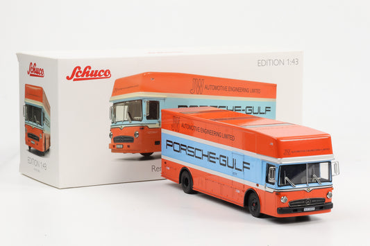 1:43 Porsche Mercedes-Benz Renntransporter LKW Truck Gulf O317 Schuco diecast