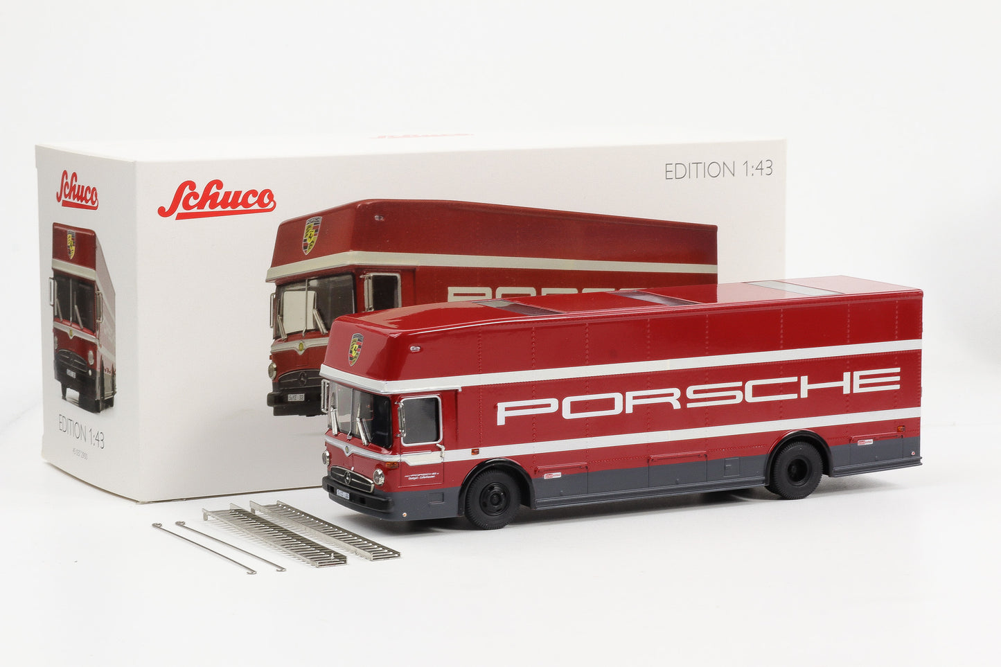 1:43 Porsche Mercedes-Benz Renntransporter LKW Truck O317 Schuco diecast