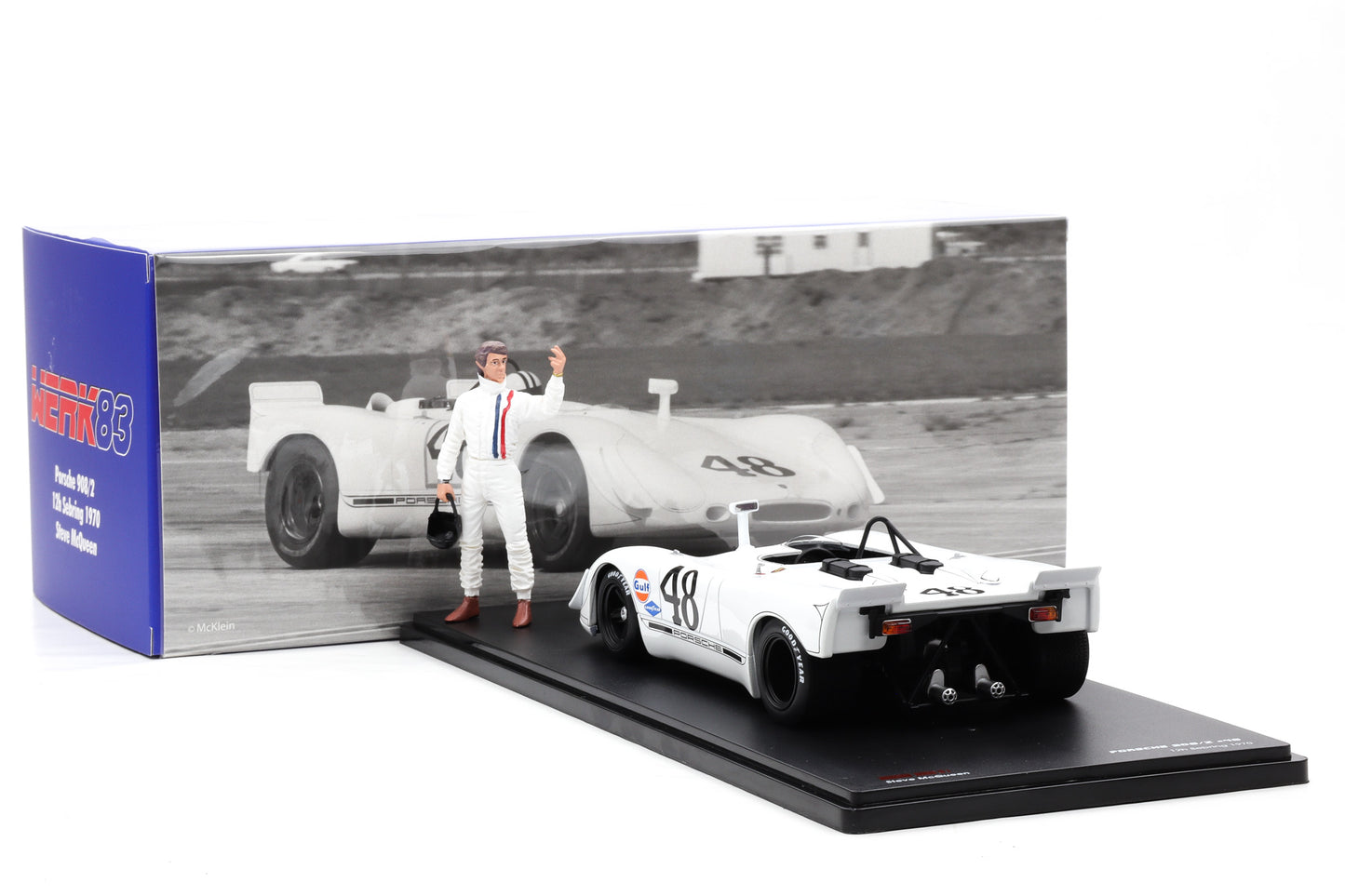 1:18 Porsche 908/02 #48 2nd 12h Sebring 1970 + Figur McQueen WERK83