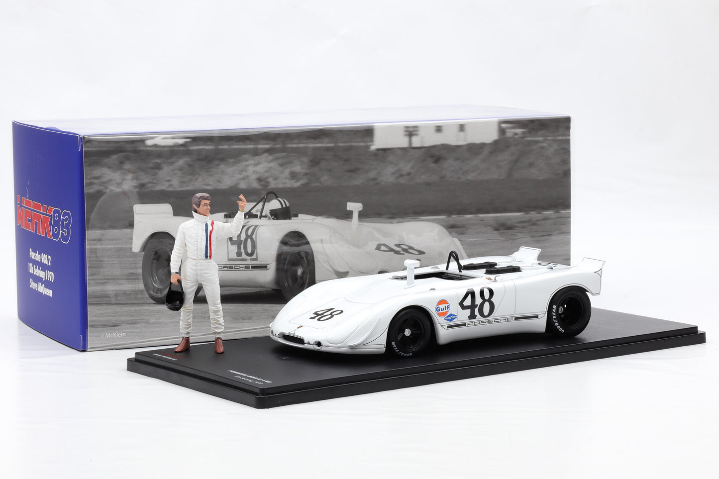1:18 Porsche 908/02 #48 2nd 12h Sebring 1970 + Figur McQueen WERK83