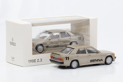 1:43 Mercedes-Benz 190E 2.3-16 W201 Senna #11 bege metálico Norev Jet Car