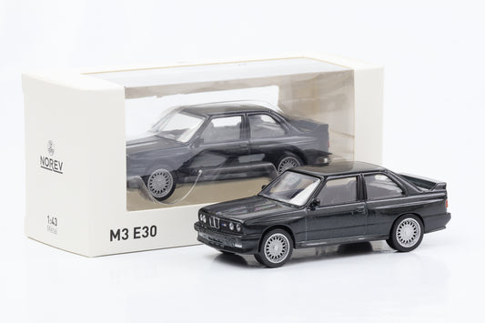 1:43 BMW M3 E30 1986 preto metálico Norev Jet Car fundido