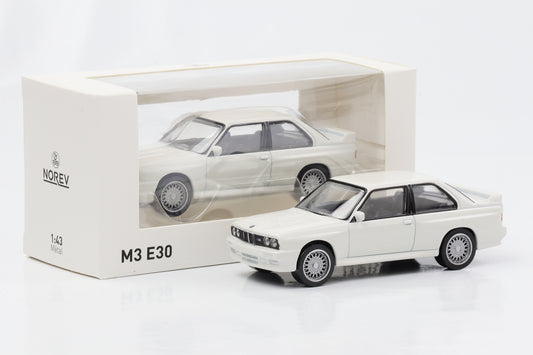 1:43 BMW M3 E30 1986 branco Norev Jet Car fundido