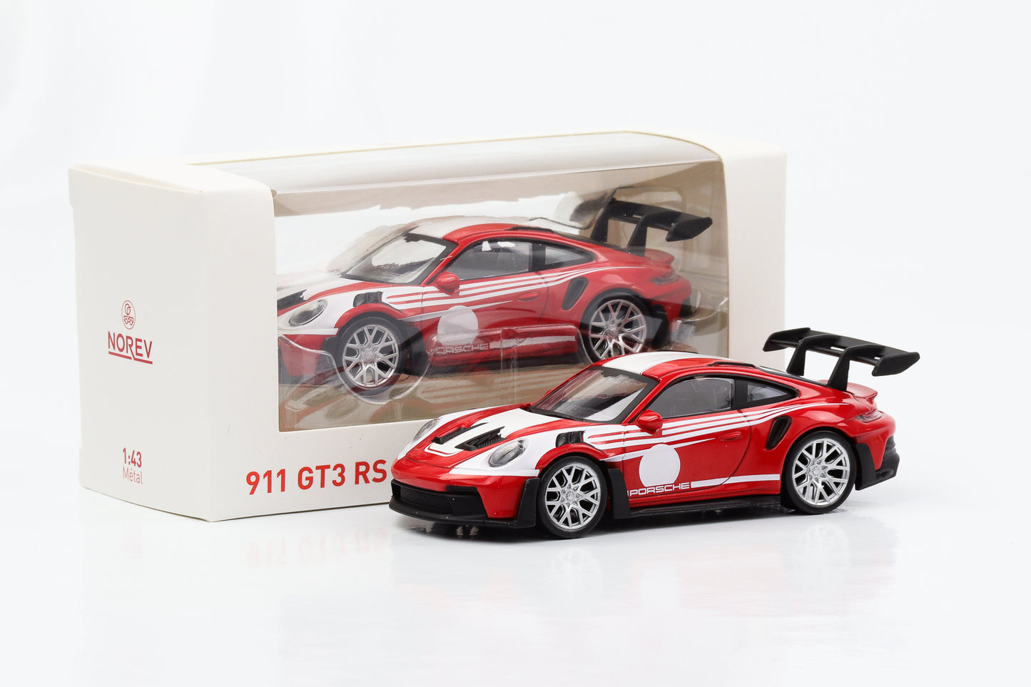 1:43 Porsche 911 992 GT3 RS 2022 rouge blanc Jet Car Norev